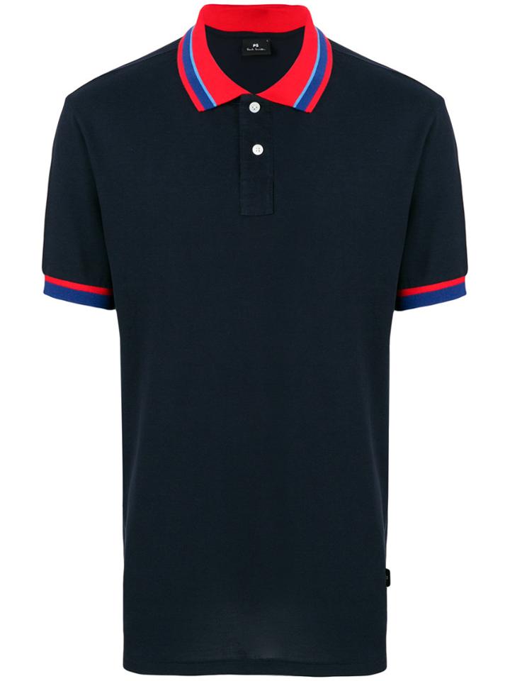 Ps By Paul Smith Contrast Button Polo Shirt - Blue