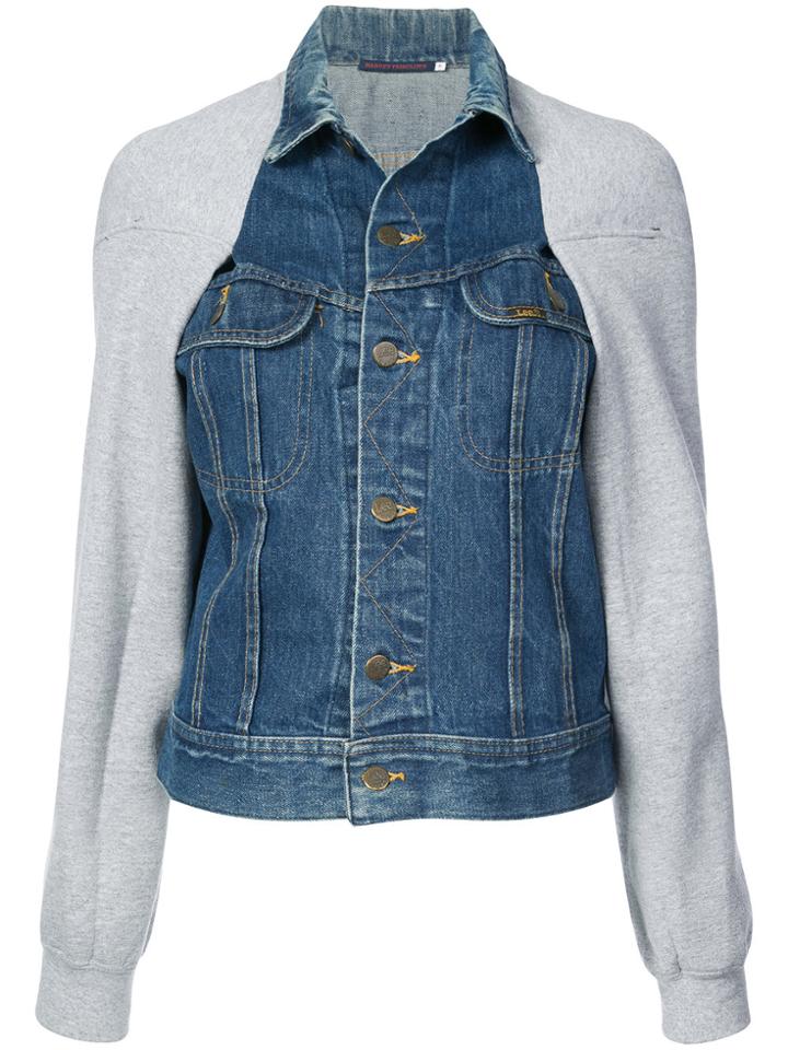 Harvey Faircloth Sweatshirt Sleeve Denim Jacket - Grey