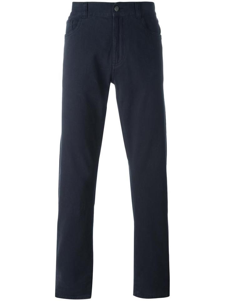 Canali Regular Trousers, Men's, Size: 50, Blue, Cotton/spandex/elastane