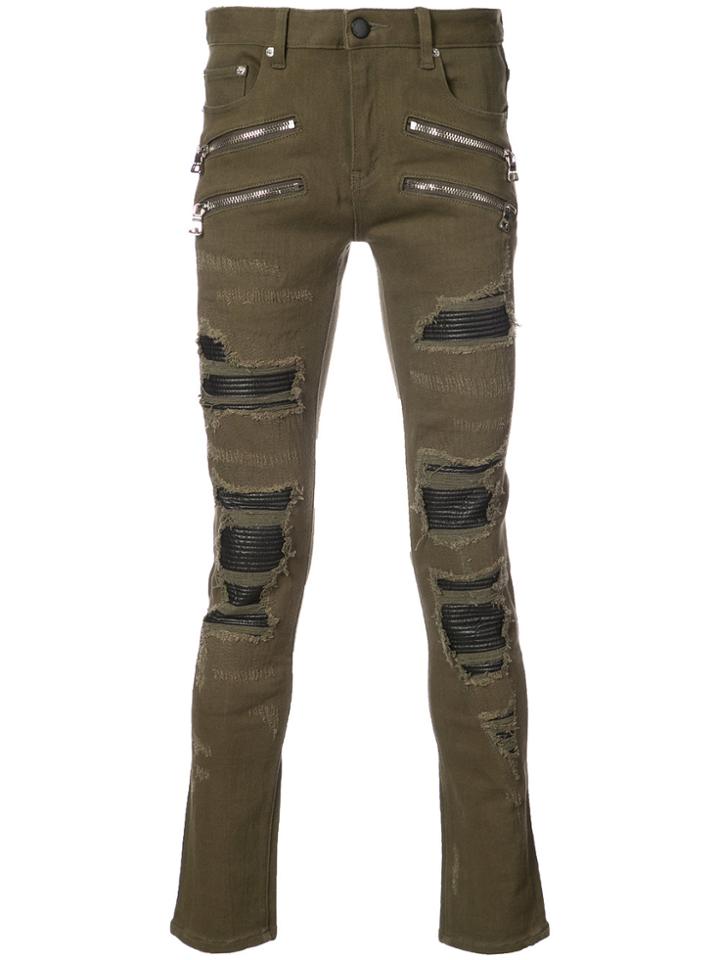 God's Masterful Children Zip Detail Skinny Jeans - Green