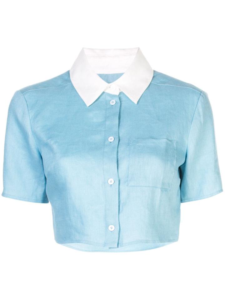 Staud Cropped Button-up Shirt - Blue