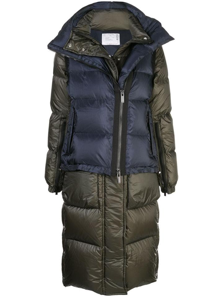 Sacai Gilet Layered Padded Coat - Green