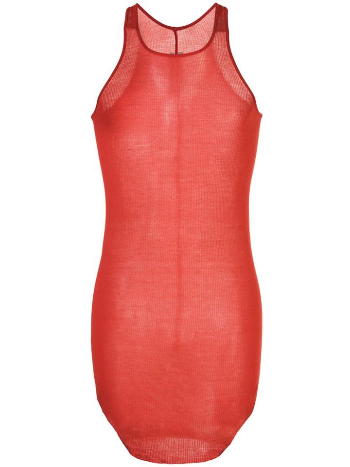 Rick Owens Asymmetric Long Tank Top - Red