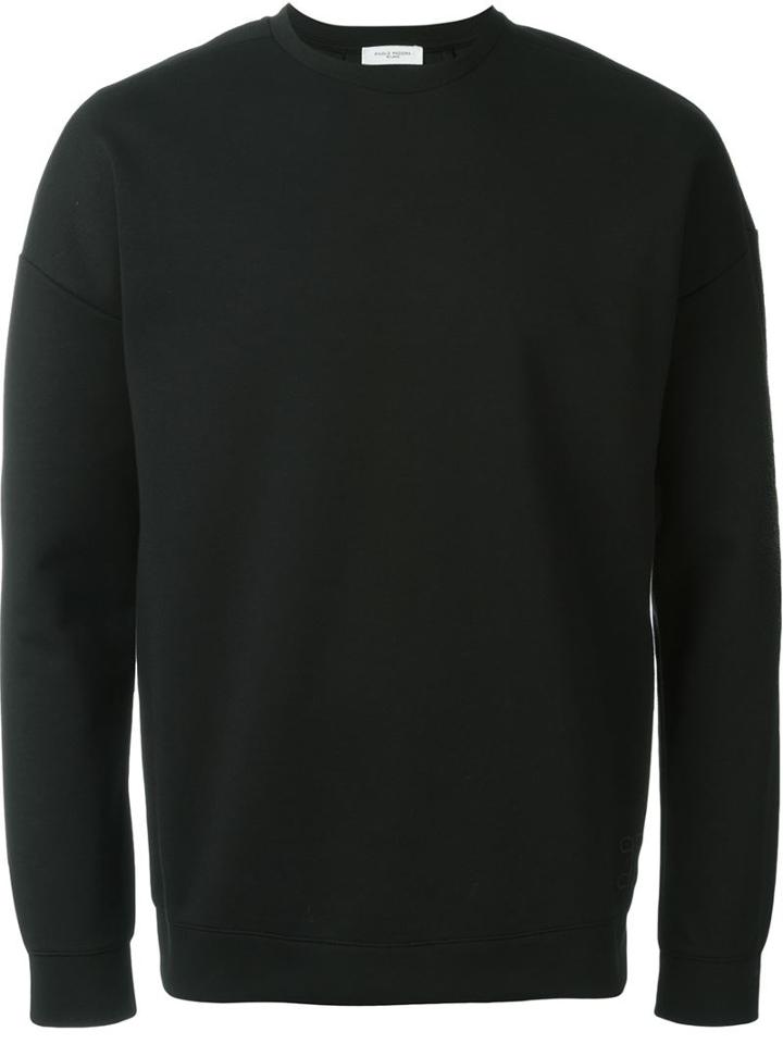 Paolo Pecora Embroidered Logo Sweatshirt, Men's, Size: S, Black, Cotton/polyester