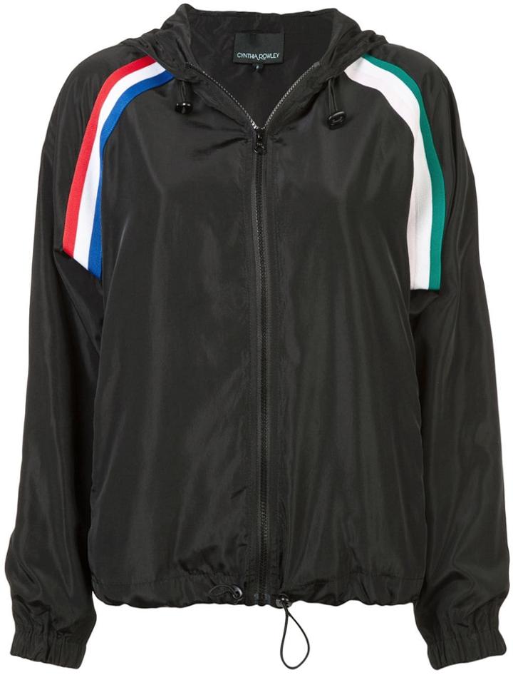 Cynthia Rowley Serena Striped Zip Up Windbreaker - Black