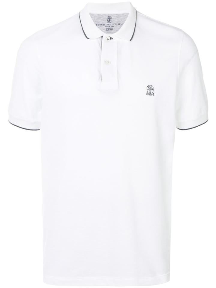 Brunello Cucinelli Contrast Detailing Polo Shirt - White
