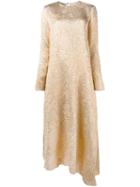 Rochas Metallic Asymmetric Hem Dress