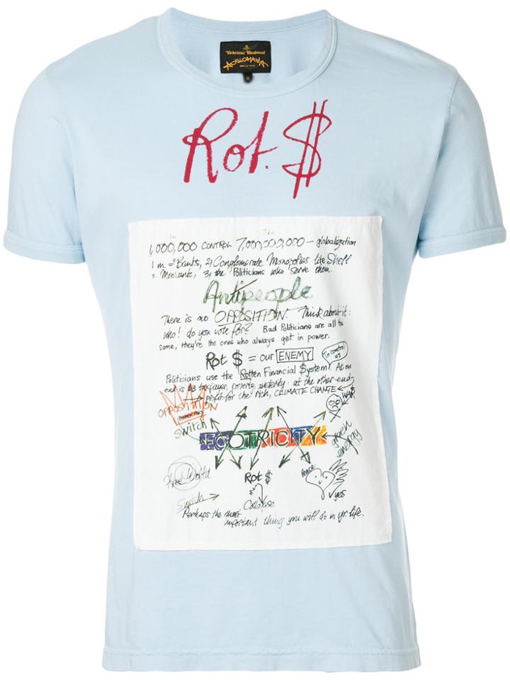 Vivienne Westwood Anglomania Scribble Patch T-shirt - Blue