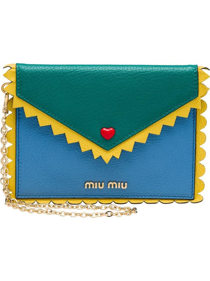 Miu Miu Madras Leather Pouch - Blue