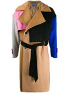 Ader Error Colour-block Double-breasted Coat - Brown