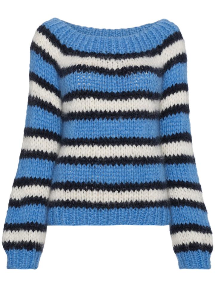 Ganni Julliard Mohair Off Shoulder Pullover - Blue