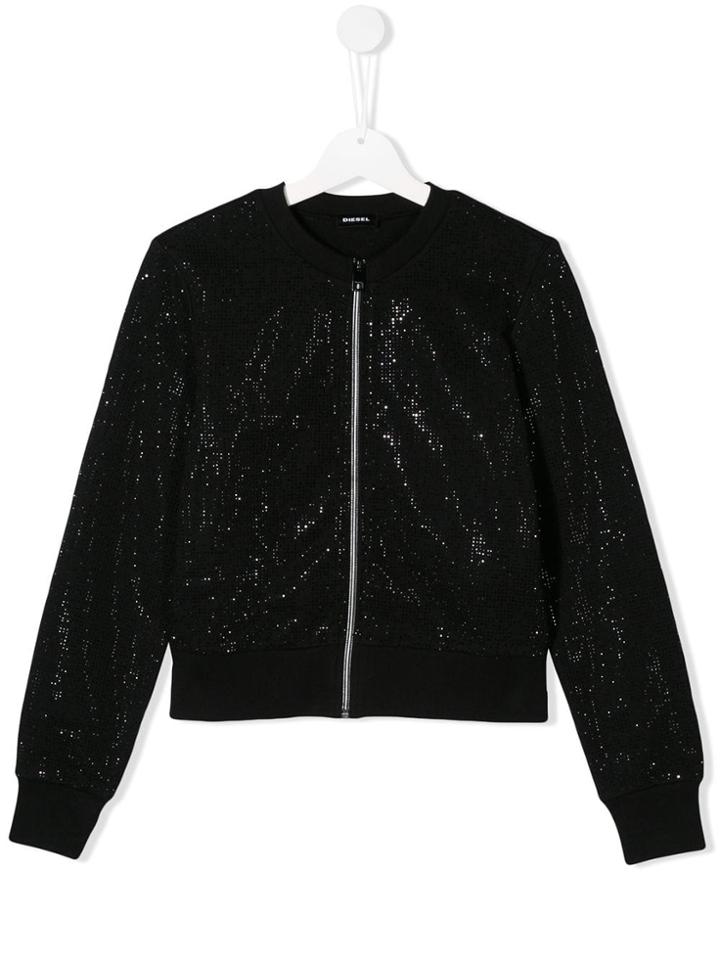 Diesel Kids Glitter Bomber Jacket - Black
