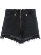 Unravel Project Front Zip Cotton Jeans Shorts - Black