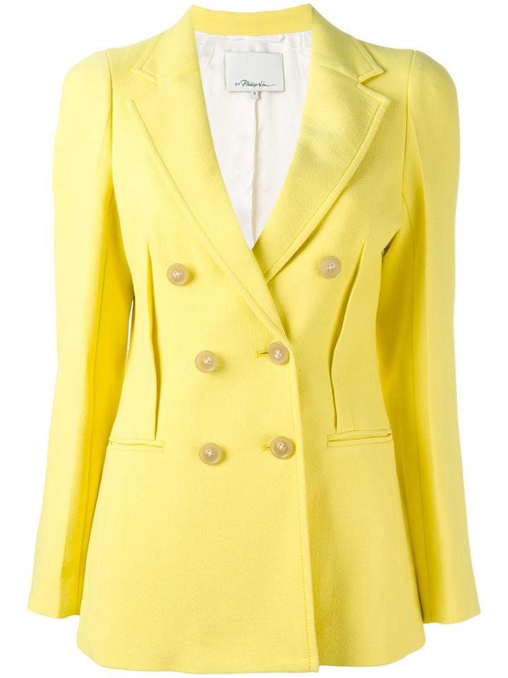 3.1 Phillip Lim Double Breasted Blazer, Women's, Size: 6, Yellow/orange, Viscose/polyamide/cotton