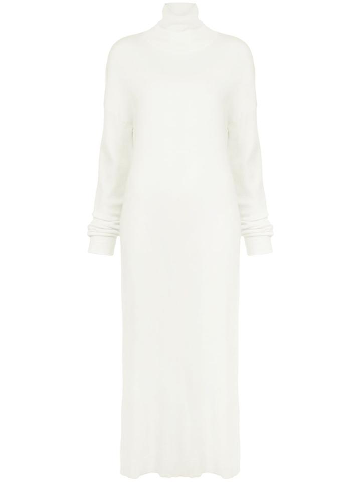 Tibi Tie Back Long Knitted Dress - White