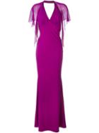 Roberto Cavalli Draped Sleeve Fitted Gown