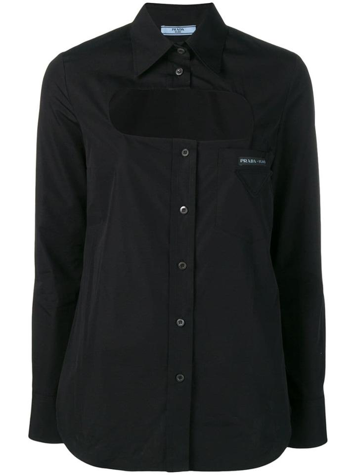 Prada Cut-out Detail Shirt - Black