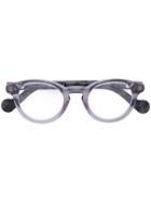 Moncler Round Frame Glasses, Grey, Acetate