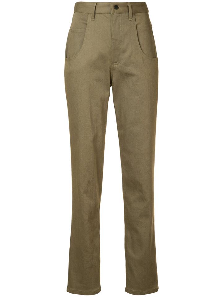Sally Lapointe - High-waisted Trousers - Women - Silk/cotton/spandex/elastane/tencel - 6, Women's, Green, Silk/cotton/spandex/elastane/tencel