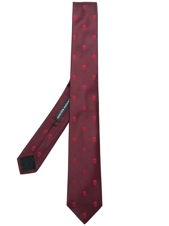 Alexander Mcqueen Skull Tie - Red