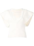 Jacquemus - V-neck Shortsleeved Sweater - Women - Cotton - 36, Nude/neutrals, Cotton