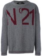 No21 Logo Intarsia Jumper, Men's, Size: 50, Grey, Virgin Wool