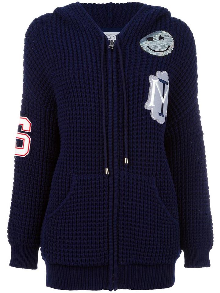 Twin-set Chunky Knit Hoodie, Women's, Size: Small, Blue, Cotton/polyamide/polyester