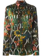 Michel Klein 'arts Nouveau' Print Shirt, Women's, Size: 38, Green, Silk