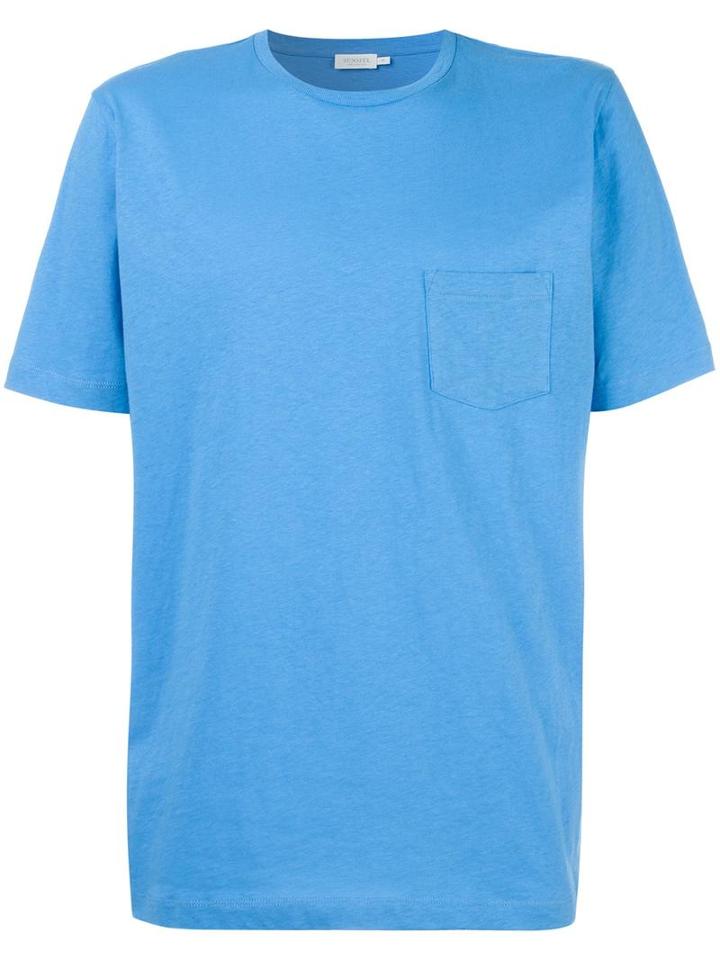 Sunspel Chest Pocket T-shirt, Men's, Size: Small, Blue, Cotton