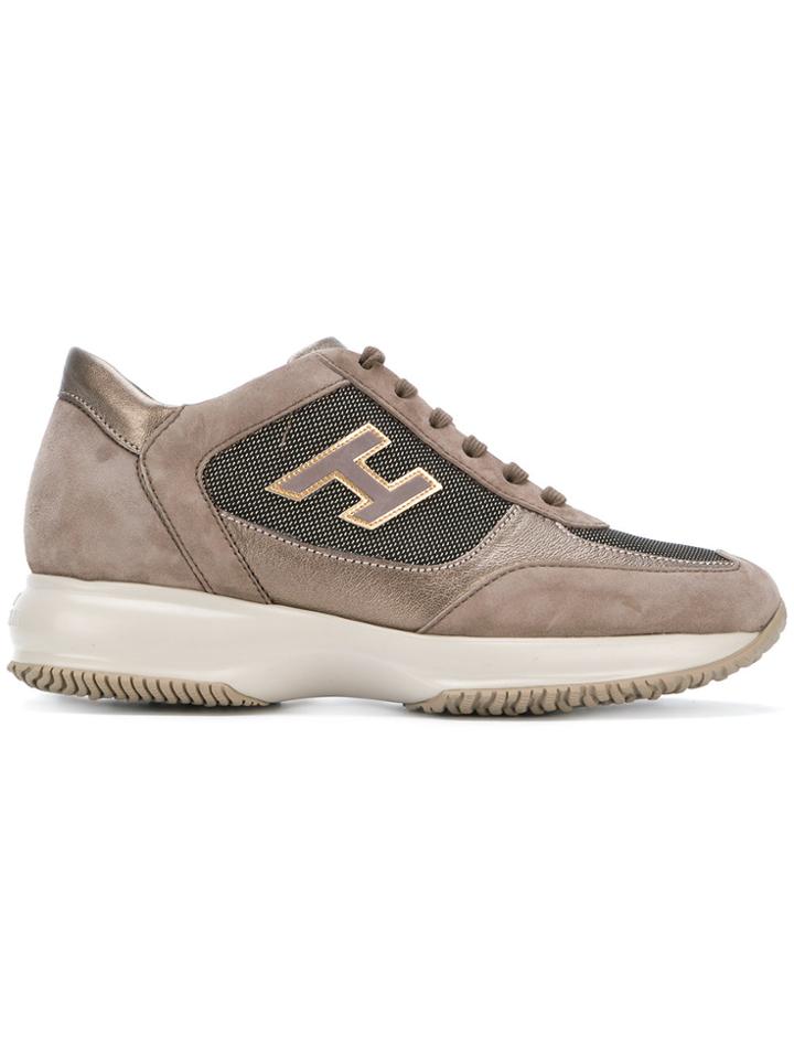 Hogan Metallic Panelled Sneakers - Nude & Neutrals