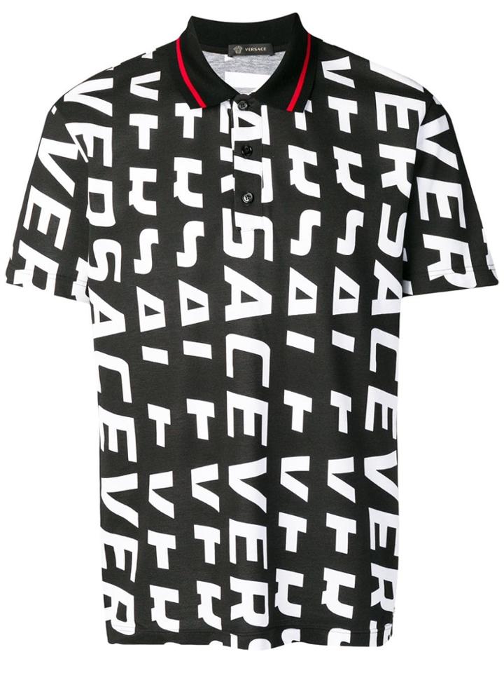 Versace Logo Polo Shirt - Black
