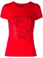 Versace Medusa Head Sequin T-shirt, Women's, Size: 38, Red, Spandex/elastane/viscose