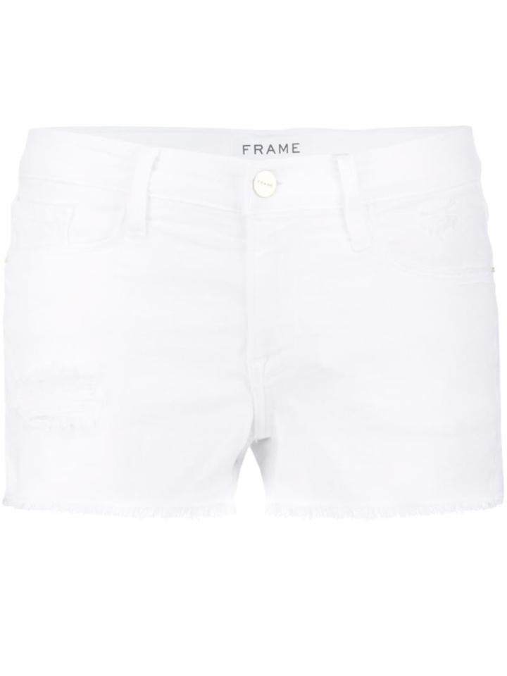 Frame Denim Le Cutoff Shorts, Women's, Size: 27, White, Cotton/polyester/spandex/elastane