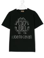 Roberto Cavalli Kids Logo Print T-shirt - Black