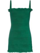 Molly Goddard Frill Smocking Detail Dress - Green