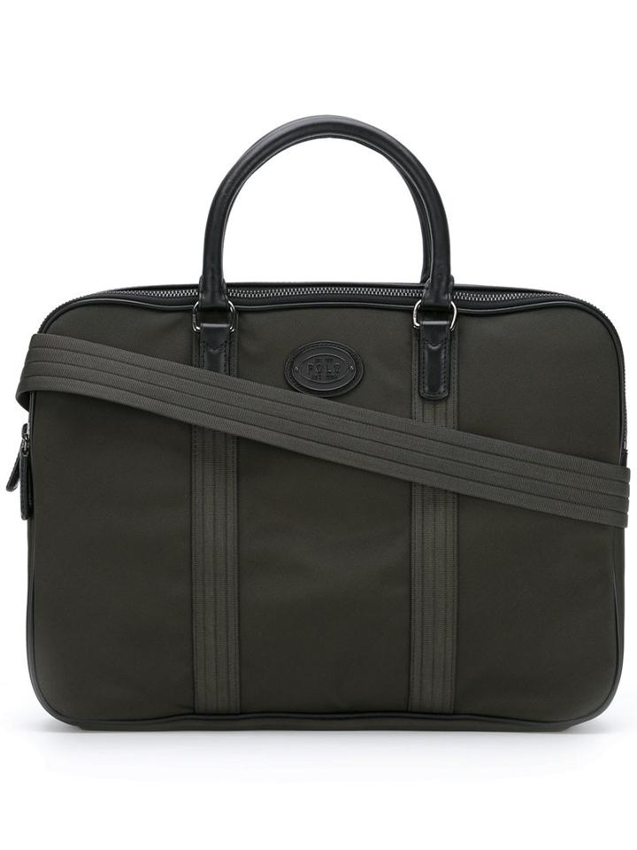 Polo Ralph Lauren - Logo Plaque Laptop Bag - Men - Calf Leather/polyester - One Size, Green, Calf Leather/polyester