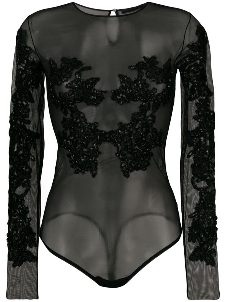 Amen Sheer Embellished Body - Black