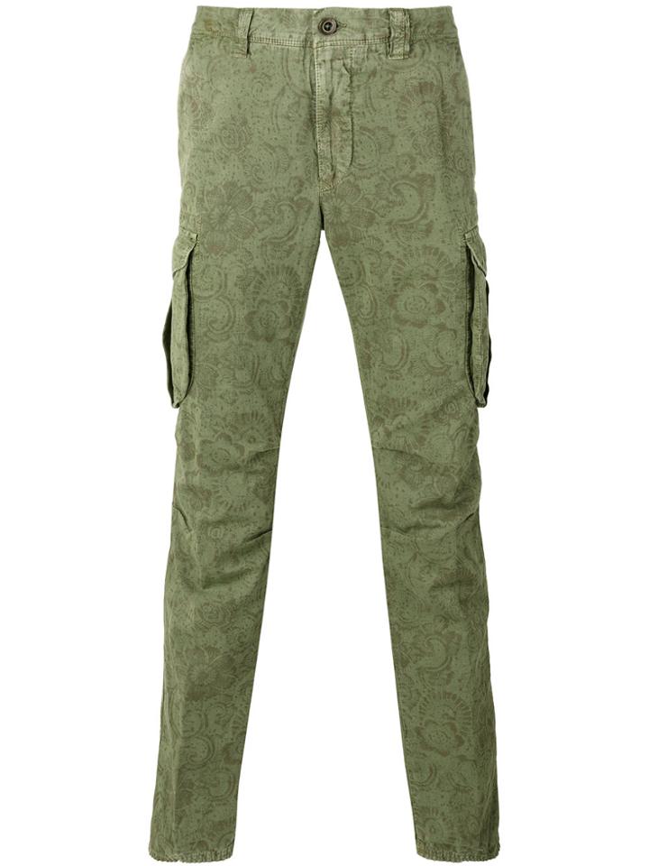 Incotex Printed Cargo Trousers - Green