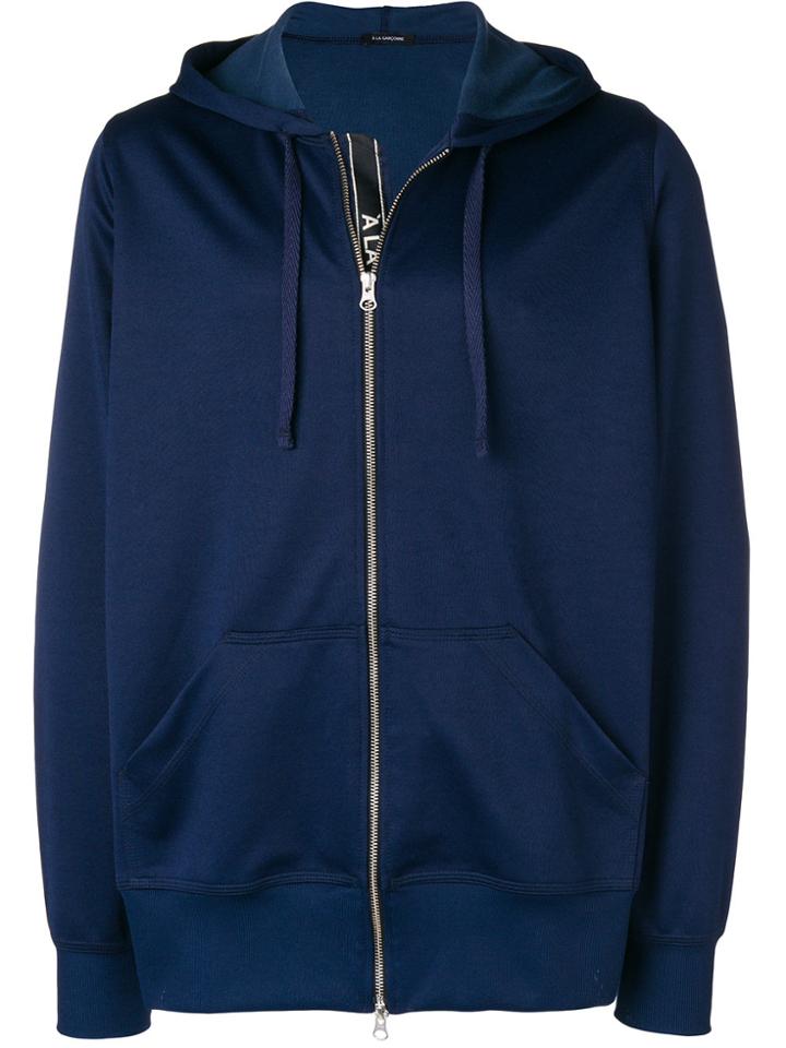 À La Garçonne Side Stripe Zipped Hoodie - Blue