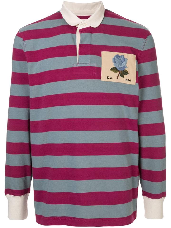 Kent & Curwen Striped Long-sleeved Polo Shirt - Blue
