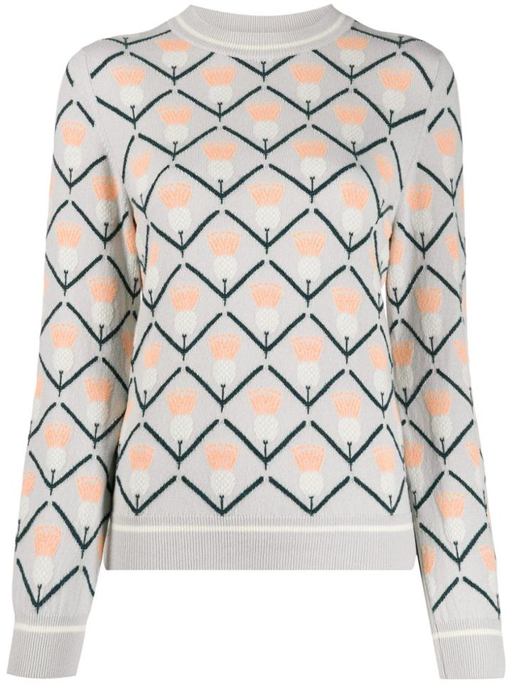 Barrie Geometric Jacquard Jumper - Grey