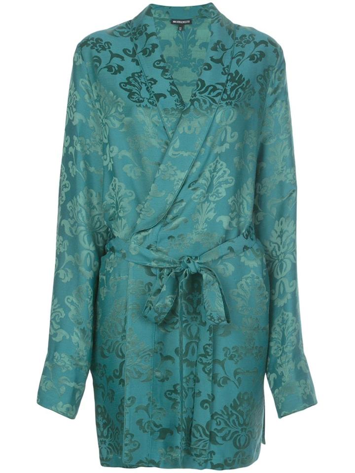 Ann Demeulemeester Brocade Wrap Jacket - Green