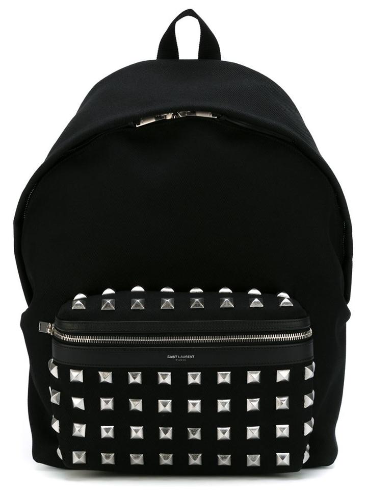 Saint Laurent Hunting Backpack, Black, Cotton