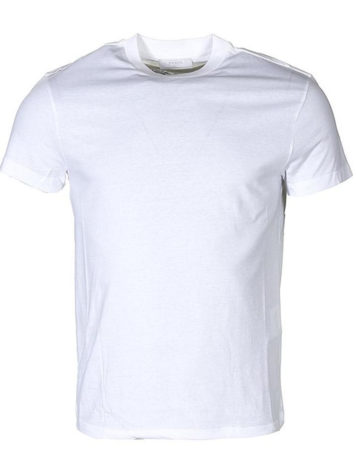 Prada Round Neck T-shirt, Men's, Size: Medium, White, Cotton