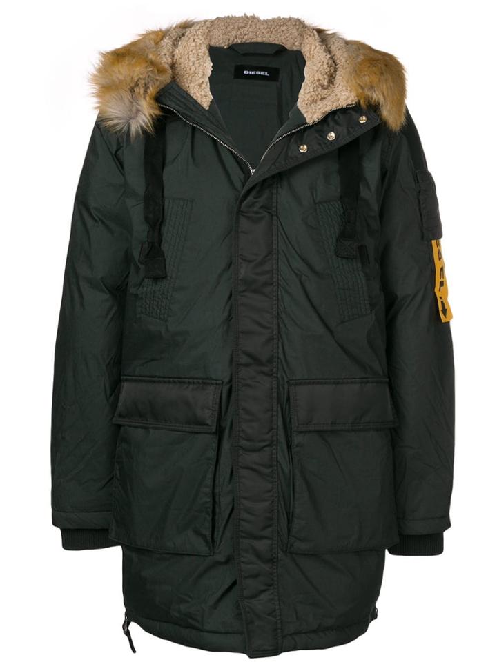 Diesel Zipped Padded Coat - Green