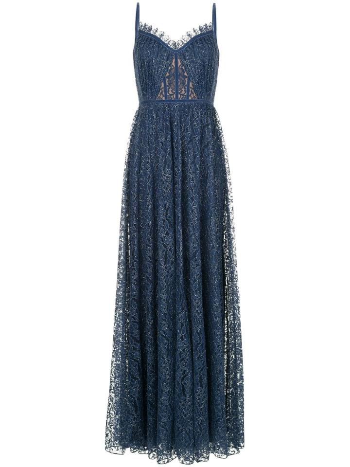 Tadashi Shoji Flared Fine Lace Gown - Blue