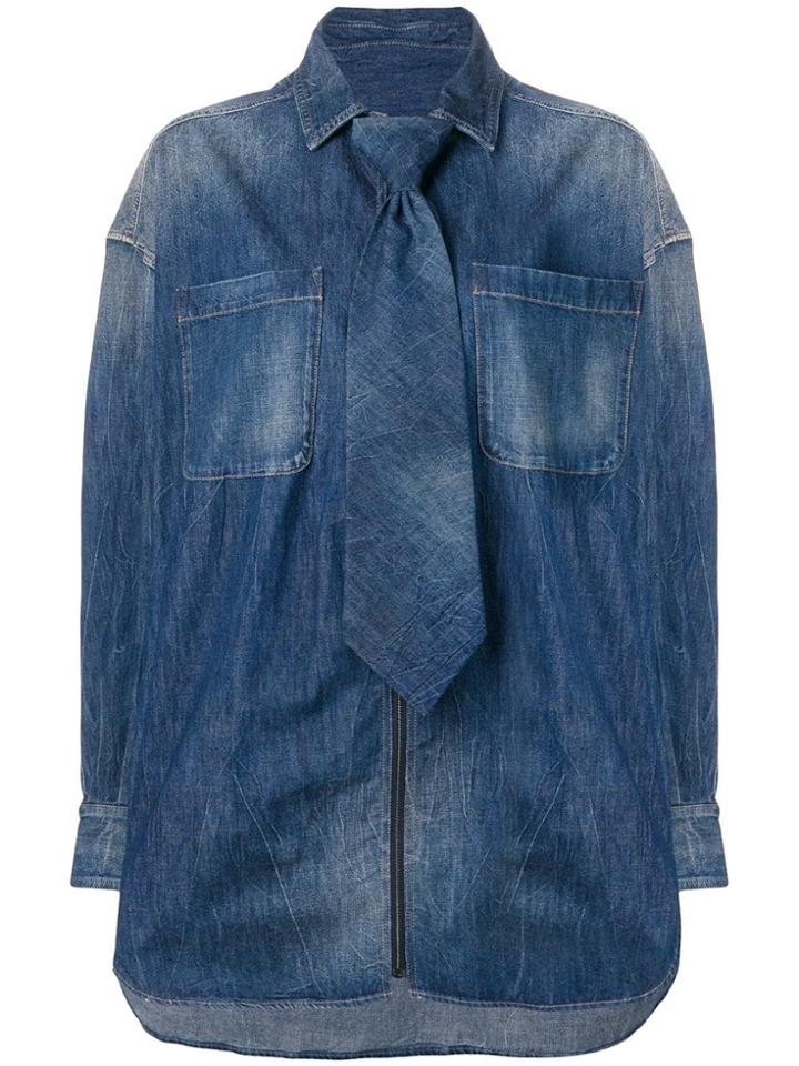 Diesel Red Tag Detachable Tie Denim Shirt - Blue