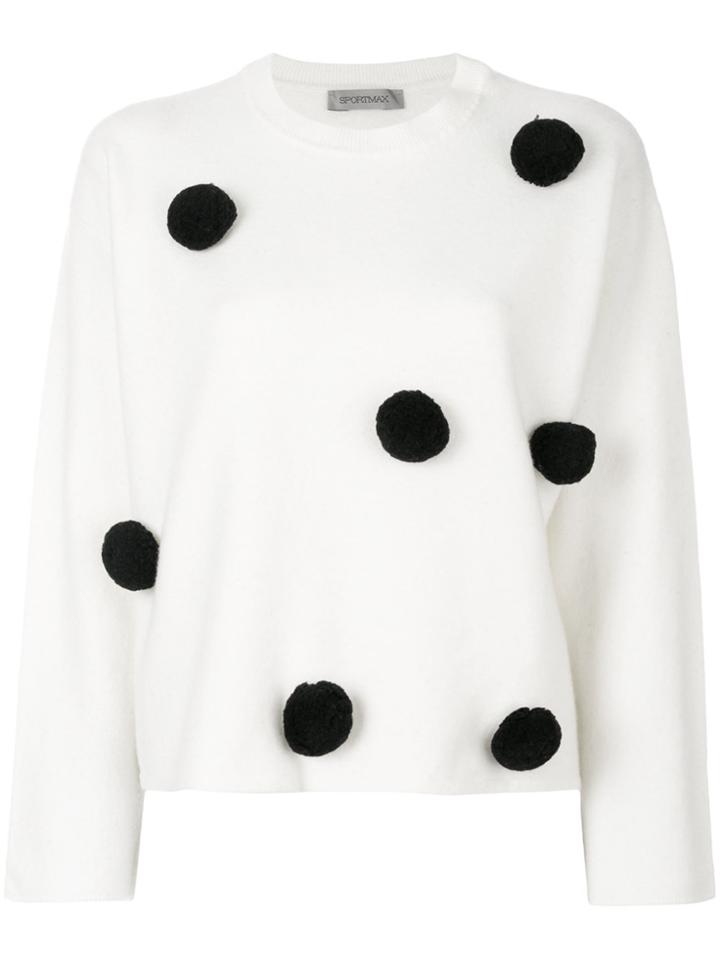 Sportmax Puff Ball Embellished Sweater - White