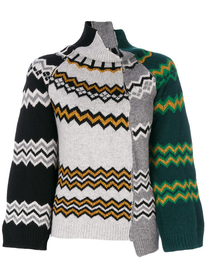 Nude Patchwork Turtleneck Jumper - Multicolour
