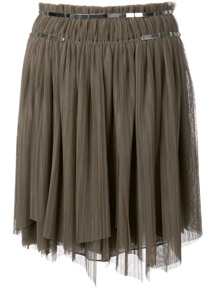 Jay Ahr Silver-tone Detail Pleated Skirt, Women's, Size: 38, Green, Polyester